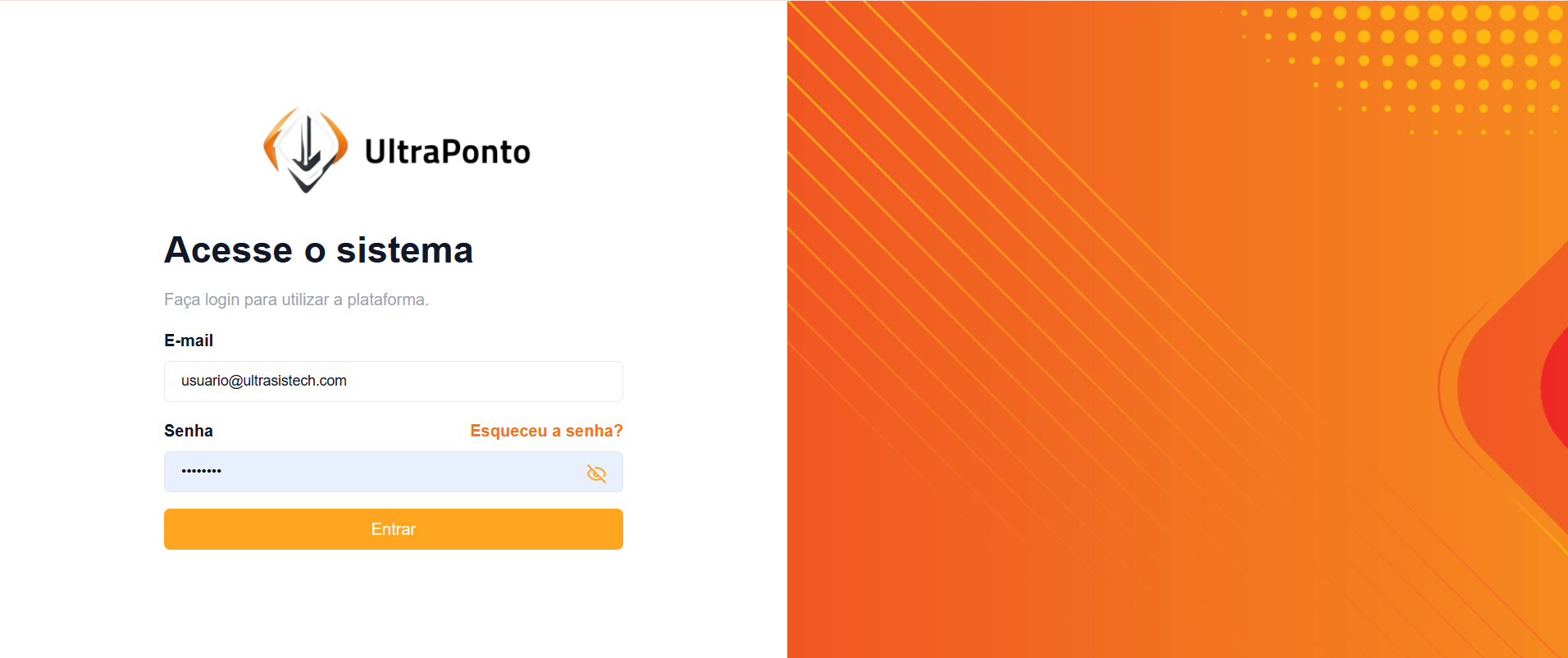 Tela de login do UltraPonto no navegador