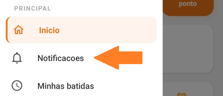 Menu lateral do app com a opção Notificações