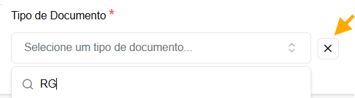 Seleção de tipos de documento para exclusão em lote