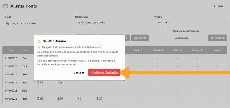 Opção de apagar/ocultar registro duplicado