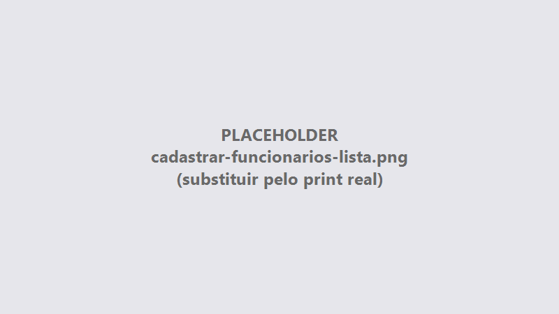 Listagem de colaboradores com colunas e menu de ações