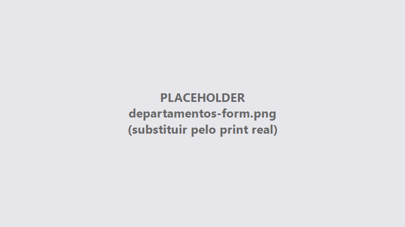 Formulário de cadastro de departamento com nome e estabelecimento