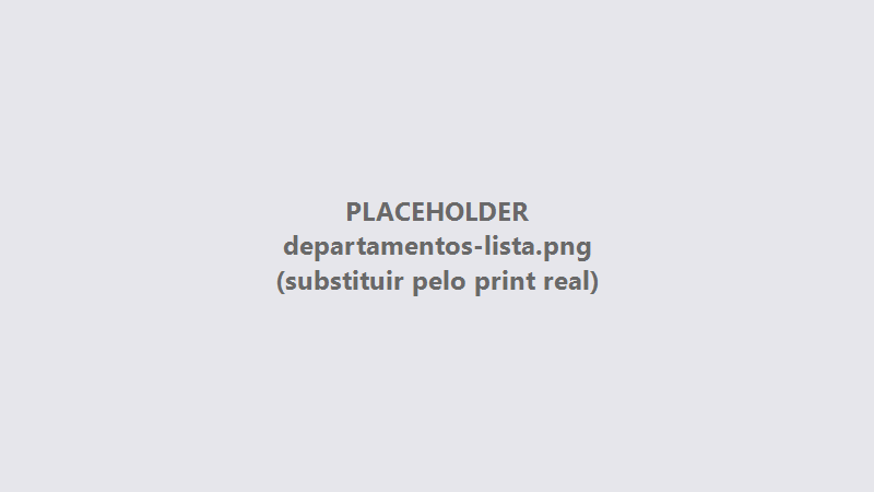 Listagem de departamentos com o botão Novo