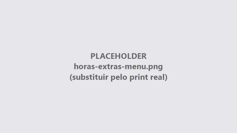 Menu Autorizações com a opção Horas extras