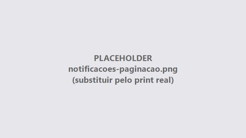 Navegação entre páginas de notificações