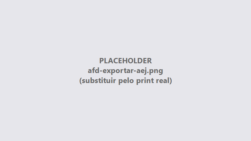 Diálogo de exportação do arquivo AEJ por e-mail