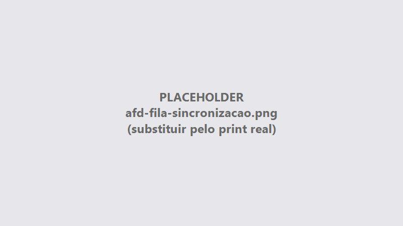 Fila de sincronização com cards de status e lista de solicitações