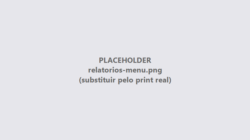 Menu Relatórios com as opções disponíveis