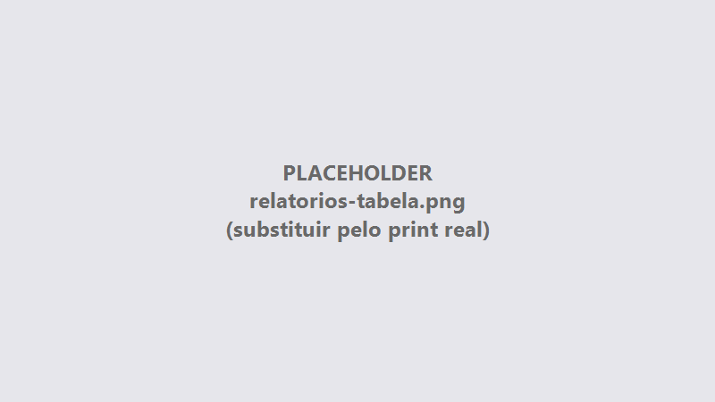 Relatório exibido em tabela na própria tela